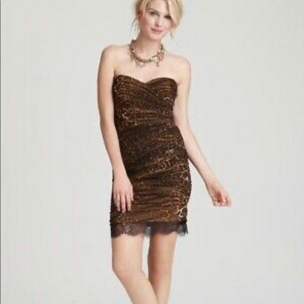 NWT BCBG MAXAZARIA Strapless Leopard Mini Dress 10